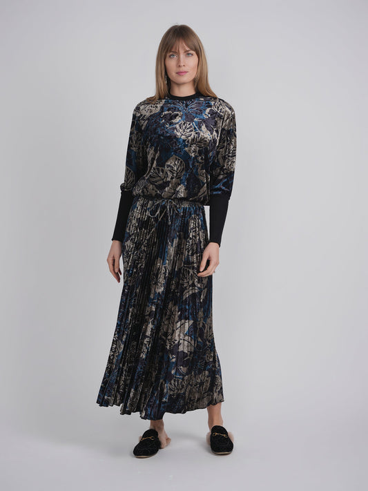 Flocked Velour Printed Top - Concordia Style Boutique