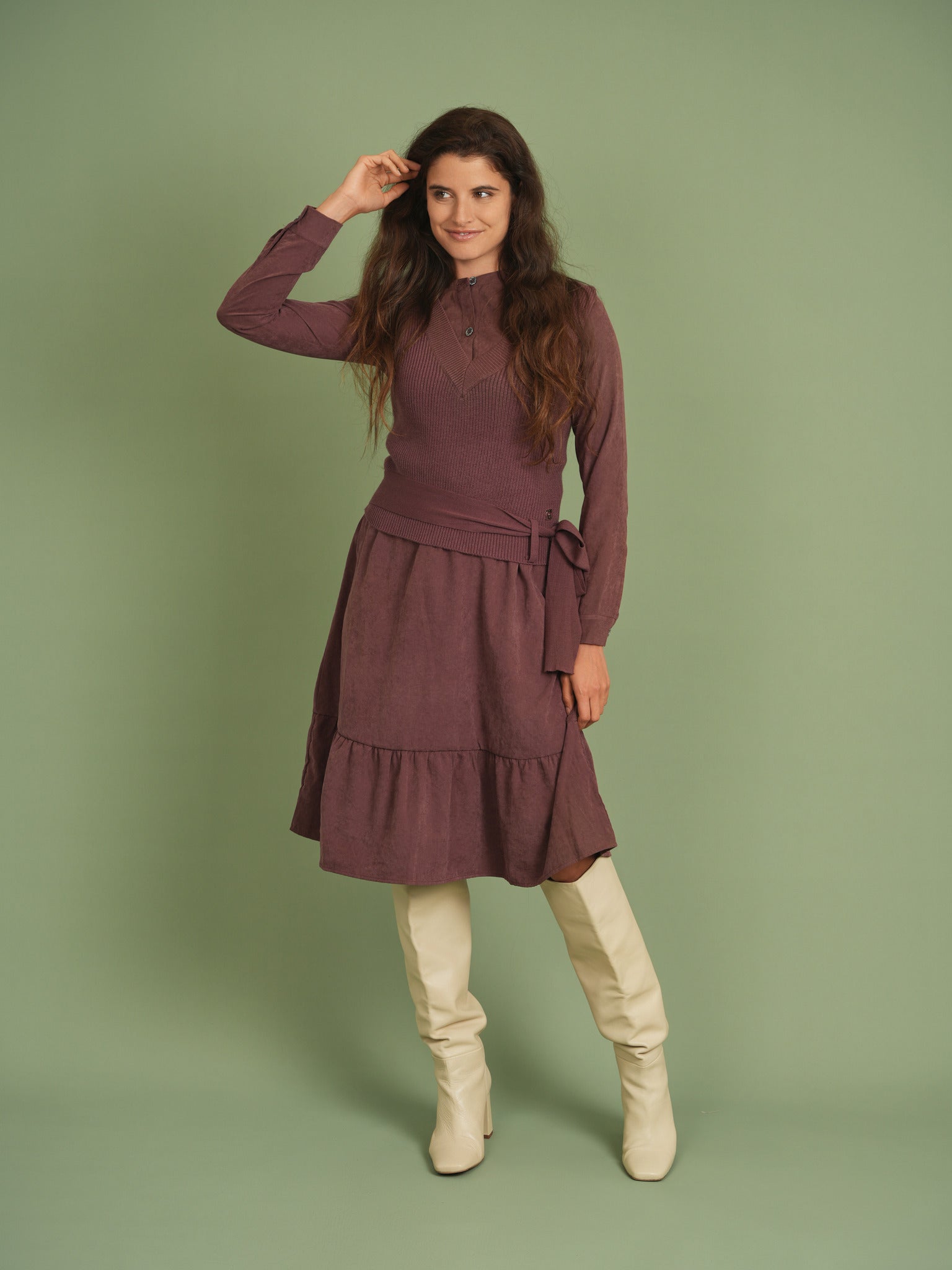 Woven Dress with Knit Vest - Concordia Style Boutique