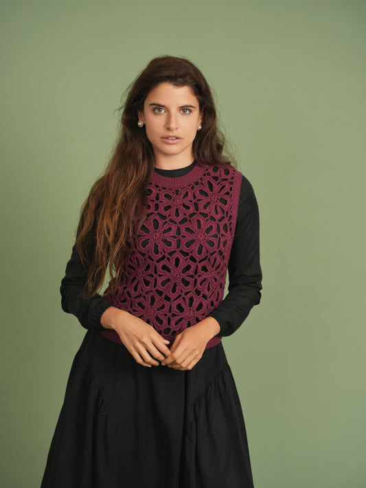 Floral Cropped Crotchet Vest - Concordia Style Boutique