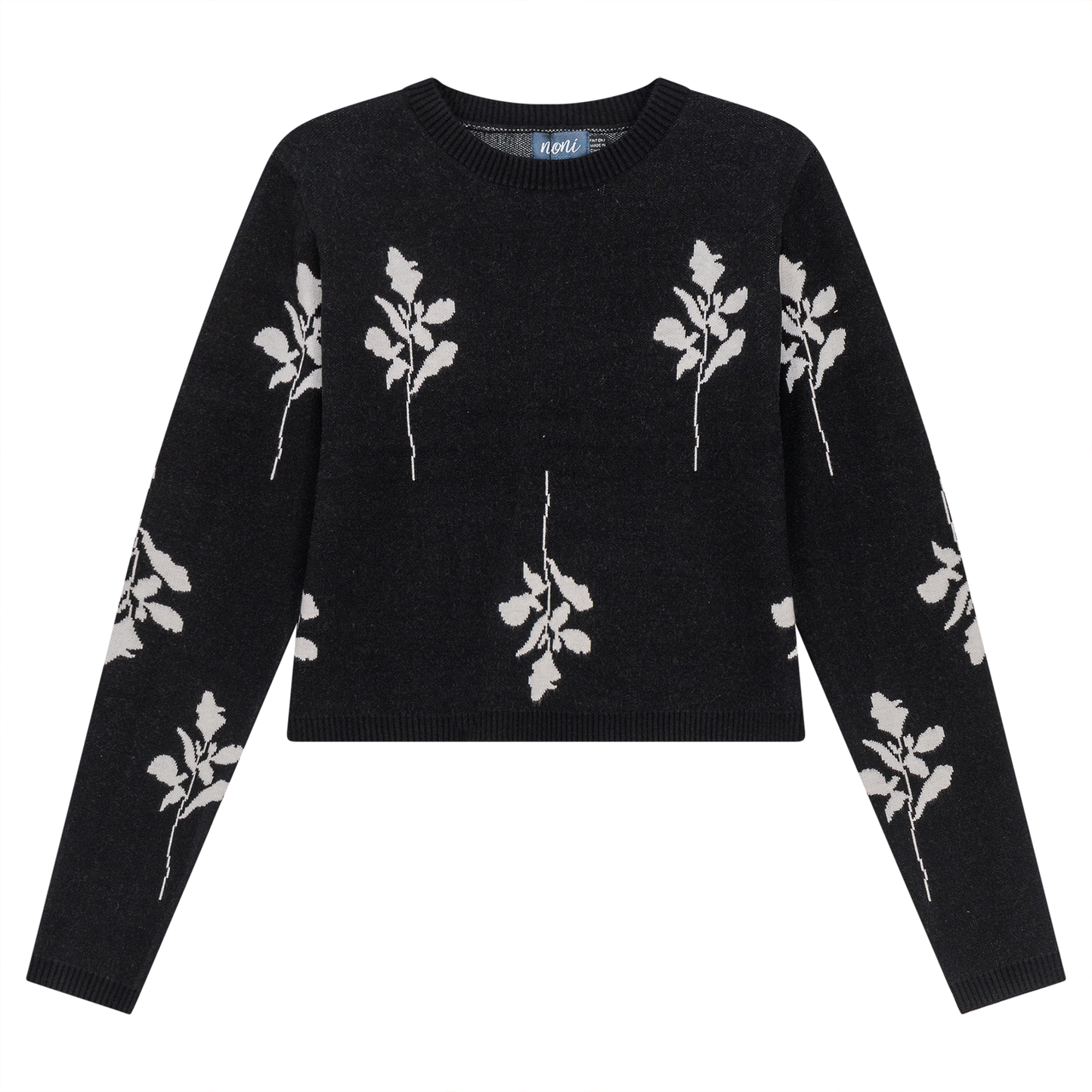 Leaves Print Crop Knit Sweater - Concordia Style Boutique