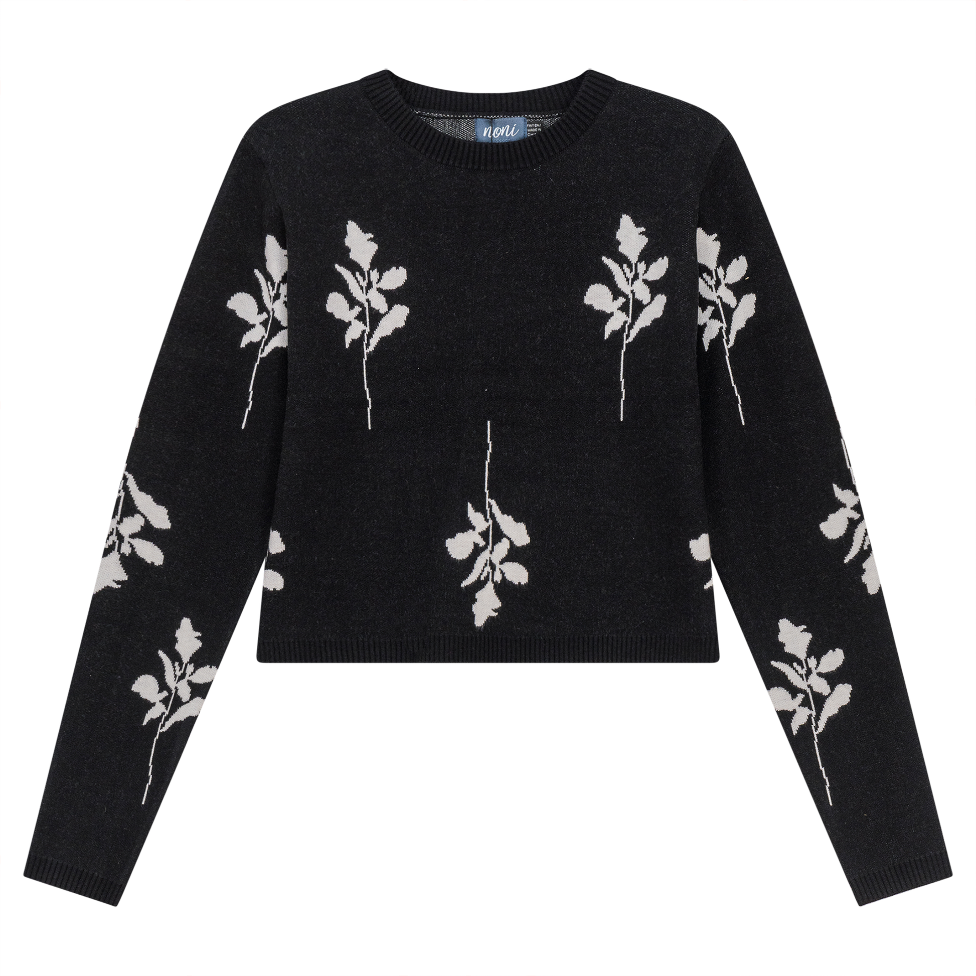 Leaves Print Crop Knit Sweater - Concordia Style Boutique