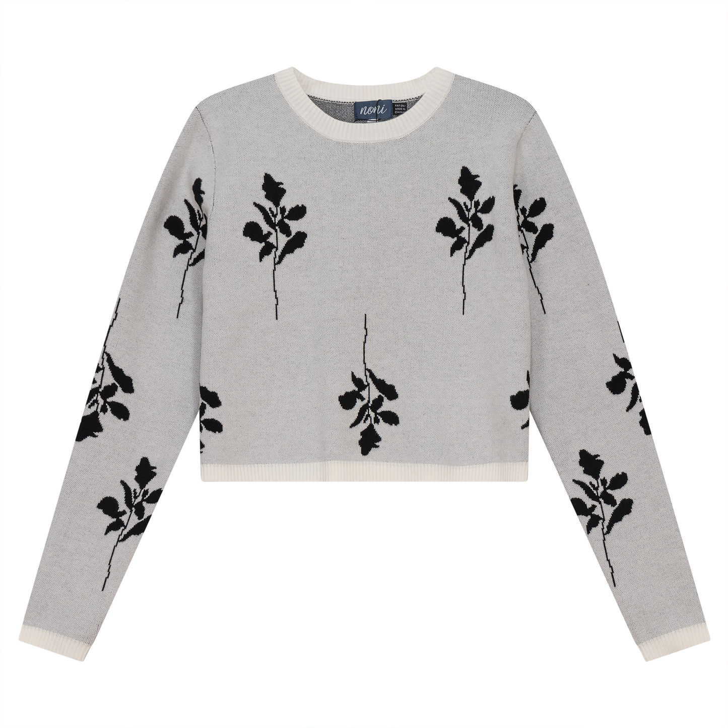 Leaves Print Crop Knit Sweater - Concordia Style Boutique