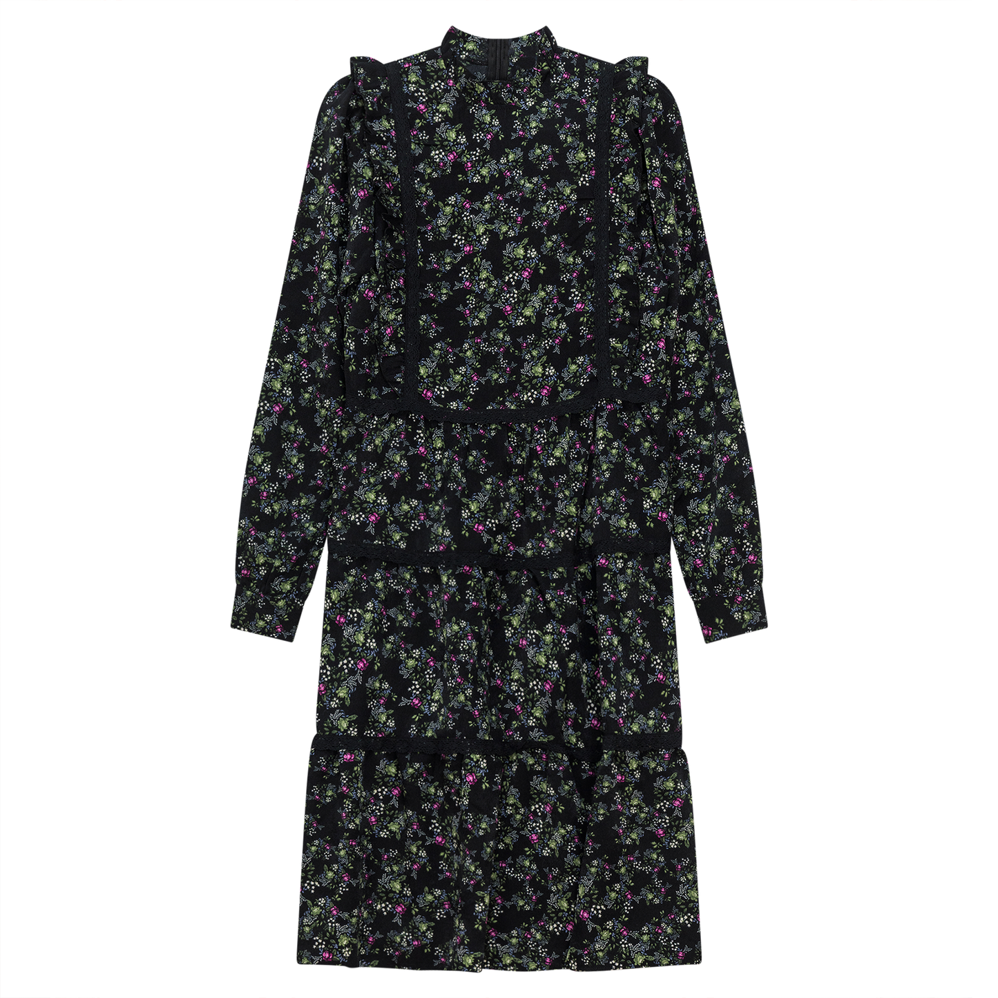 Floral Print Lace Trim Dress - Concordia Style Boutique