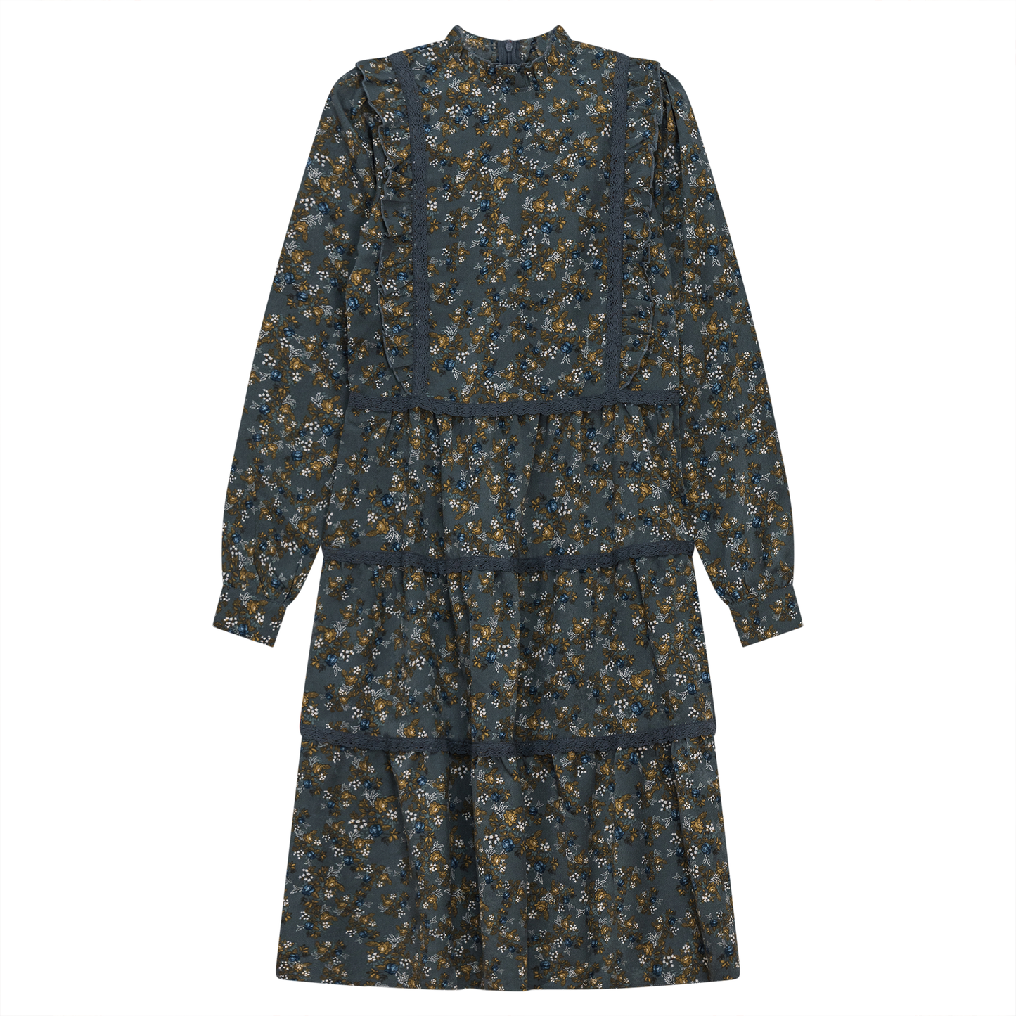 Floral Print Lace Trim Dress - Concordia Style Boutique