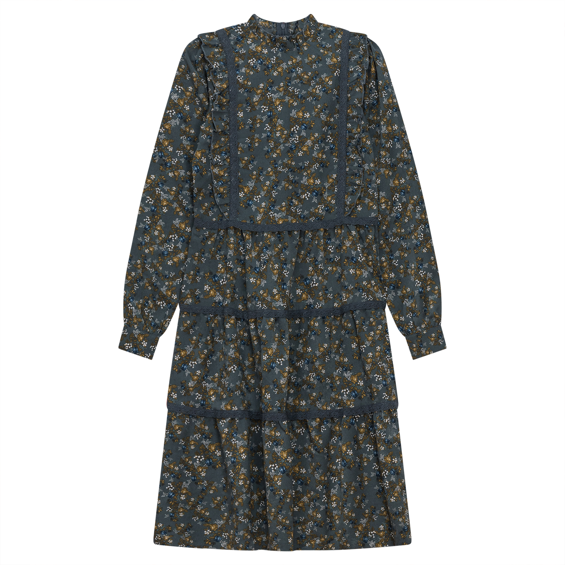 Floral Print Lace Trim Dress - Concordia Style Boutique