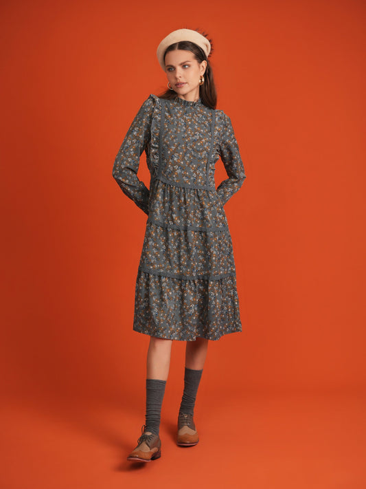 Floral Print Lace Trim Dress - Concordia Style Boutique