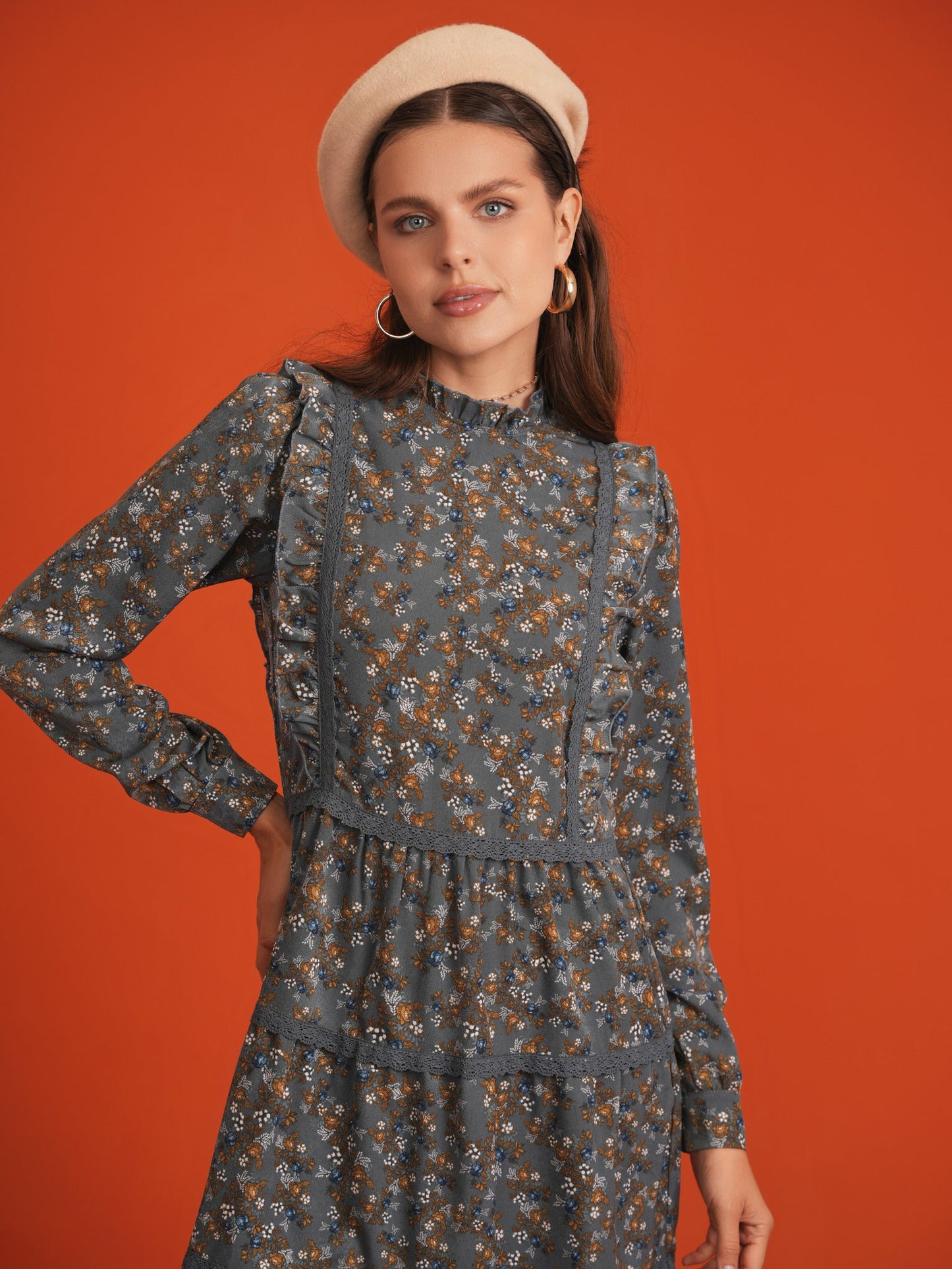 Floral Print Lace Trim Dress - Concordia Style Boutique