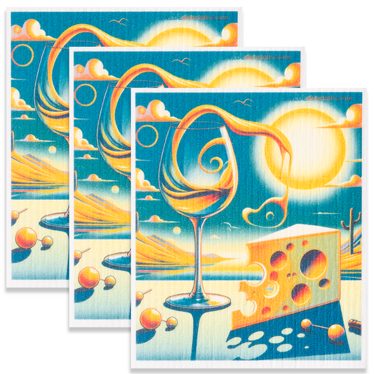 Eco-Friendly Swedish Dishcloths - Surreal Wine Sun Set of 3 (Paper Towel Replacements) - Concordia Style Boutique
