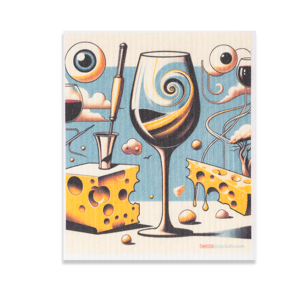 Eco-Friendly Swedish Dishcloths - Mixed Surreal Wine Set of 3 (Paper Towel Replacements, One of Each Design) - Concordia Style Boutique
