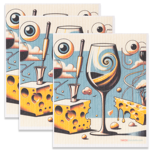 Eco-Friendly Swedish Dishcloths - Surreal Wine Eye Set of 3 (Paper Towel Replacements) - Concordia Style Boutique