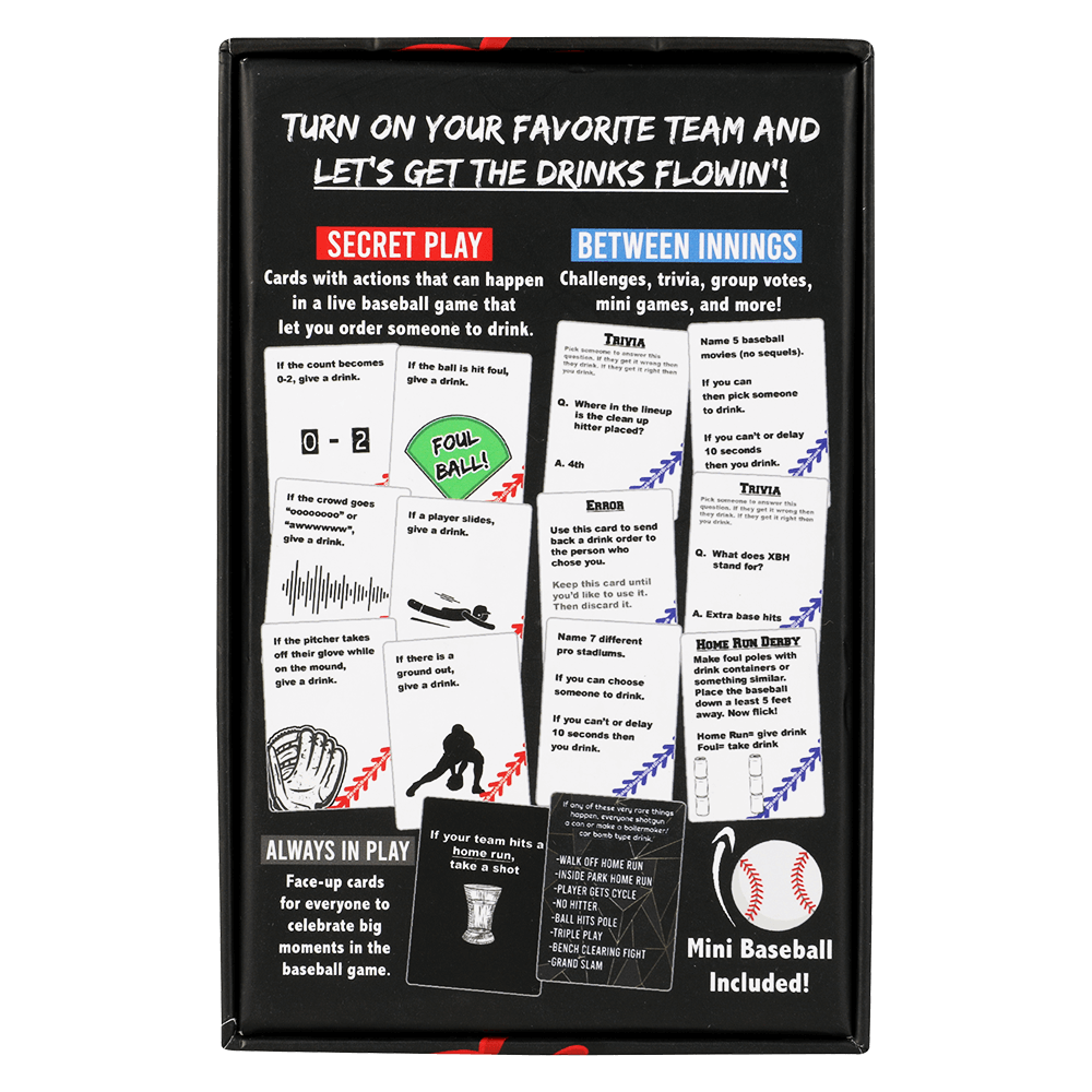 WATCH BASEBALL, GET DRUNK - The Live Baseball Drinking Game - Concordia Style Boutique