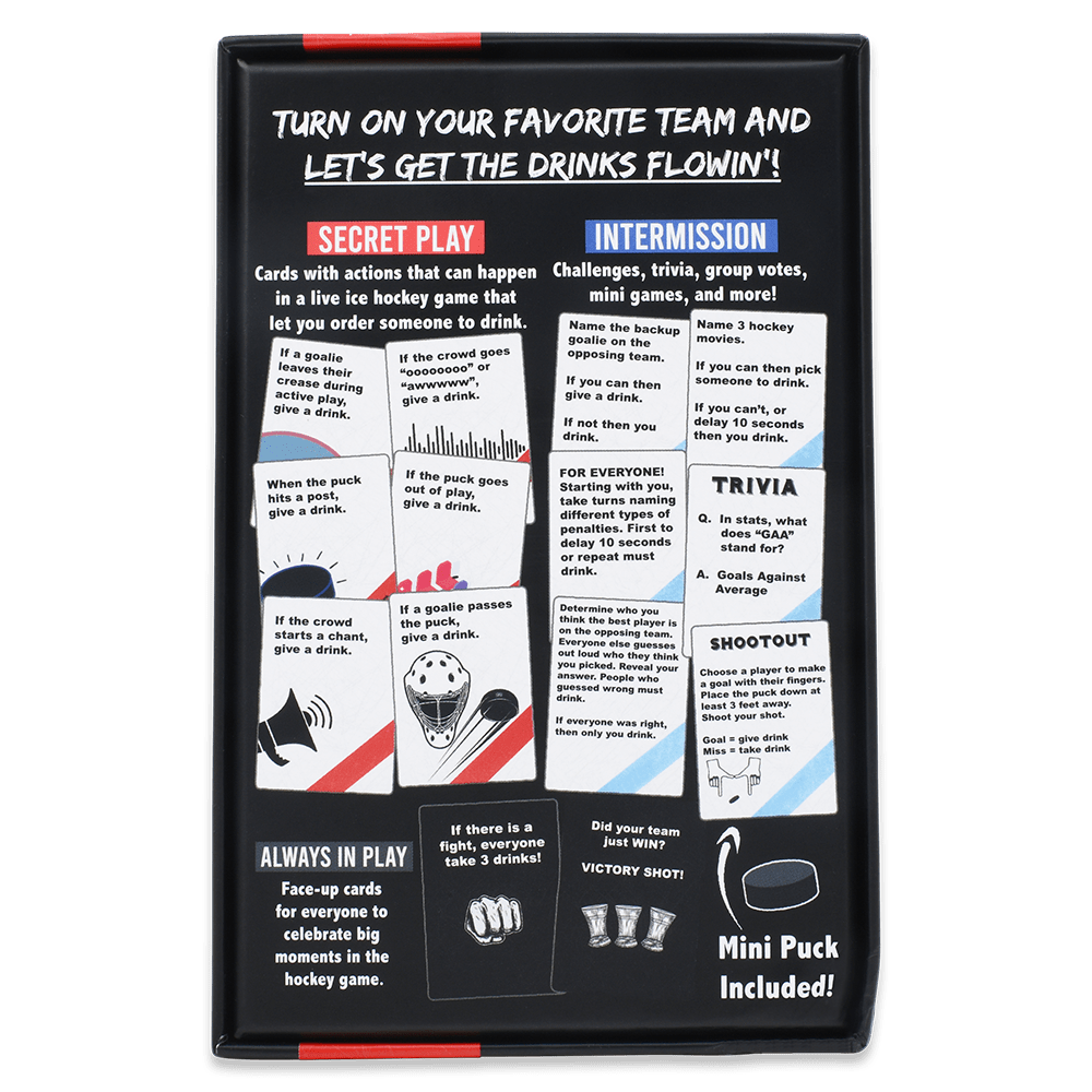 WATCH HOCKEY, GET DRUNK - The Live Hockey Drinking Game - Concordia Style Boutique