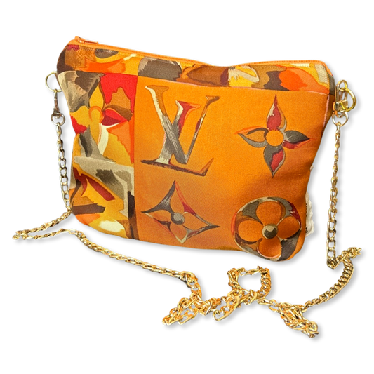 Au Fils du Temps Logo Vintage Silk Scarf Crossbody Bag