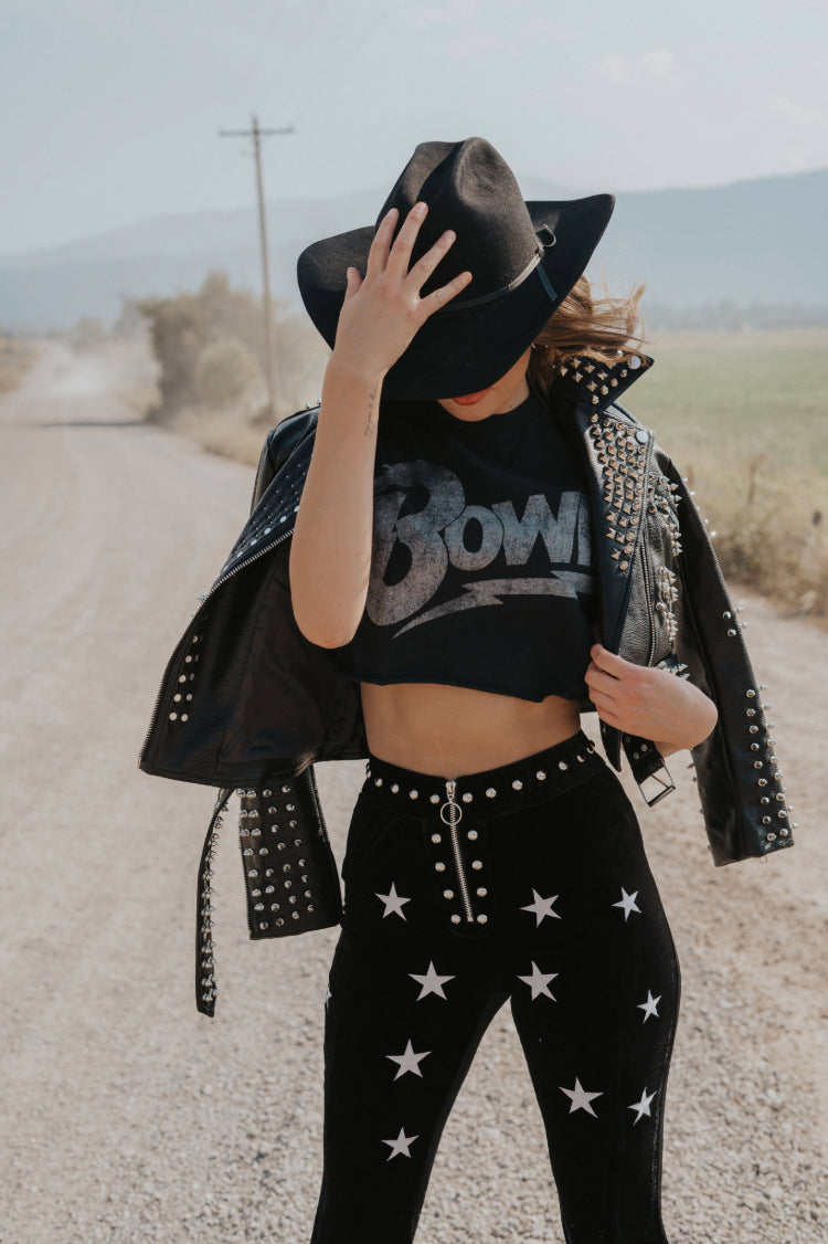Studded Velvet Flare Pants Star Bell Bottoms - Concordia Style Boutique