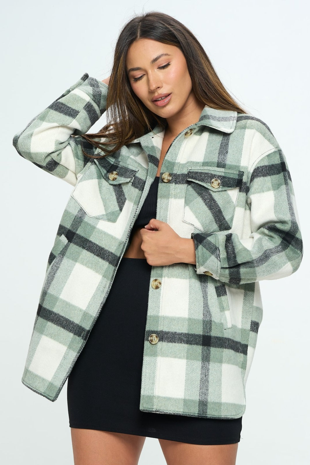 Sage Vegan Wool Shacket - Getting Limited