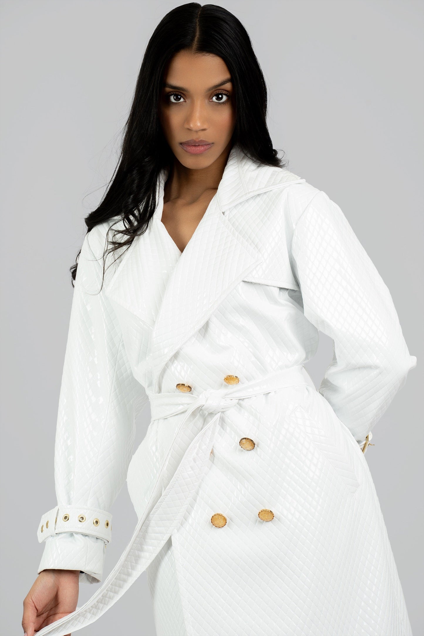 Bianca Quilted Vegan Leather Trench Coat
