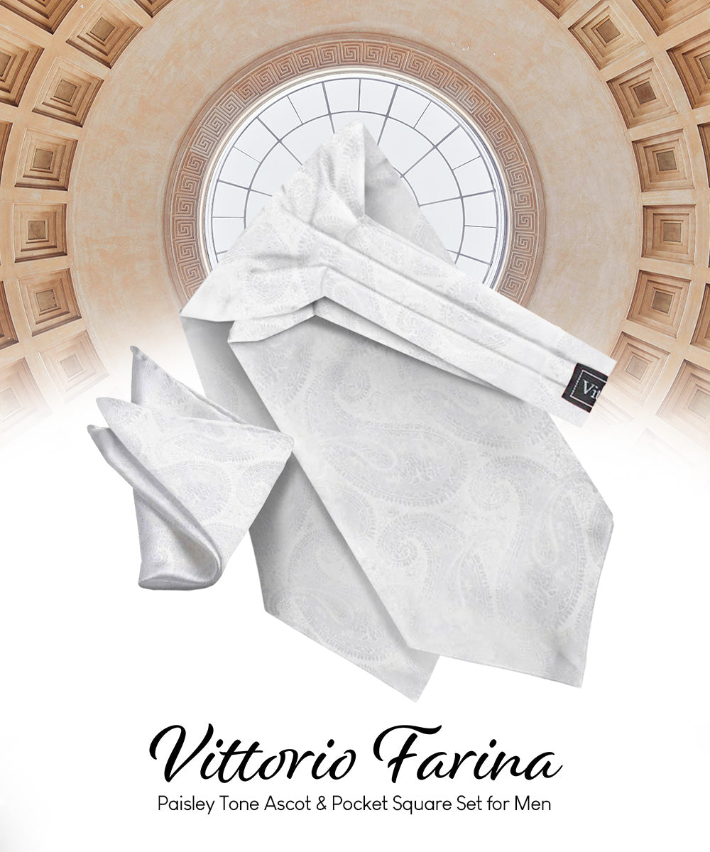 Vittorio Farina Men's Woven Pasiley Ascot & Pocket Square