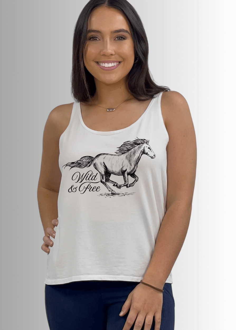 Wild and Free Horse Graphic Premium USA Cotton Tank Top - Concordia Style Boutique