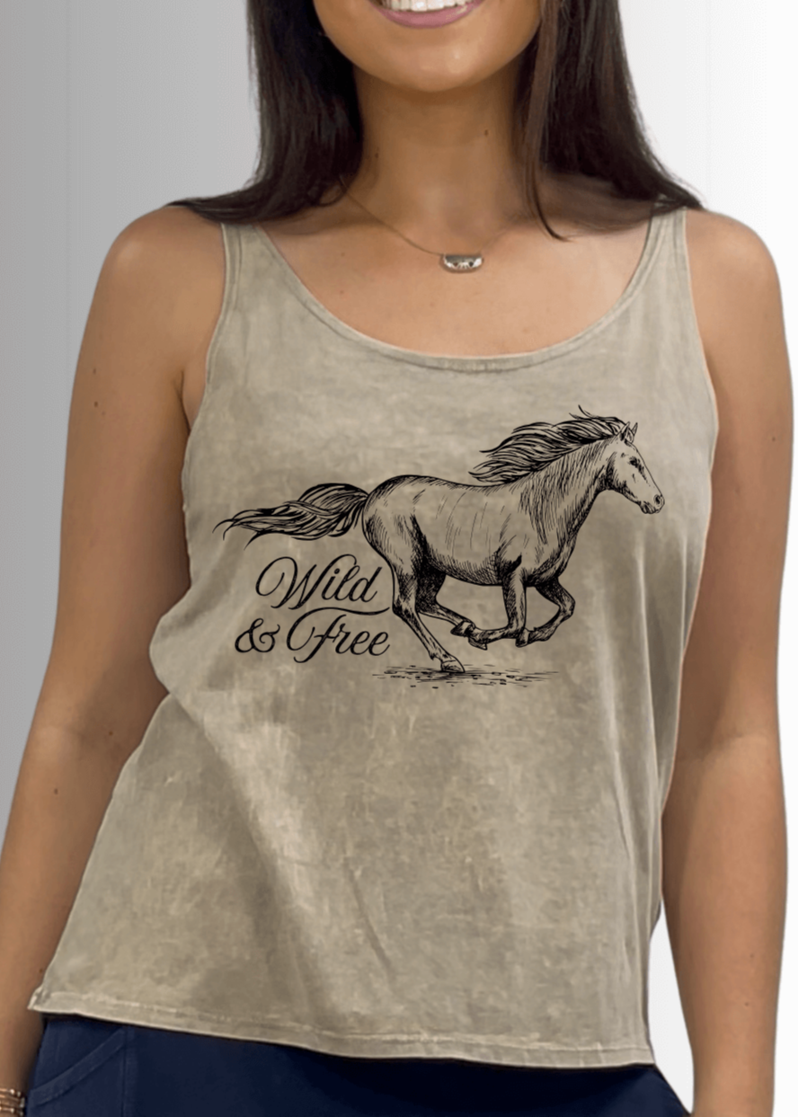 Wild and Free Horse Graphic Premium USA Cotton Tank Top - Concordia Style Boutique