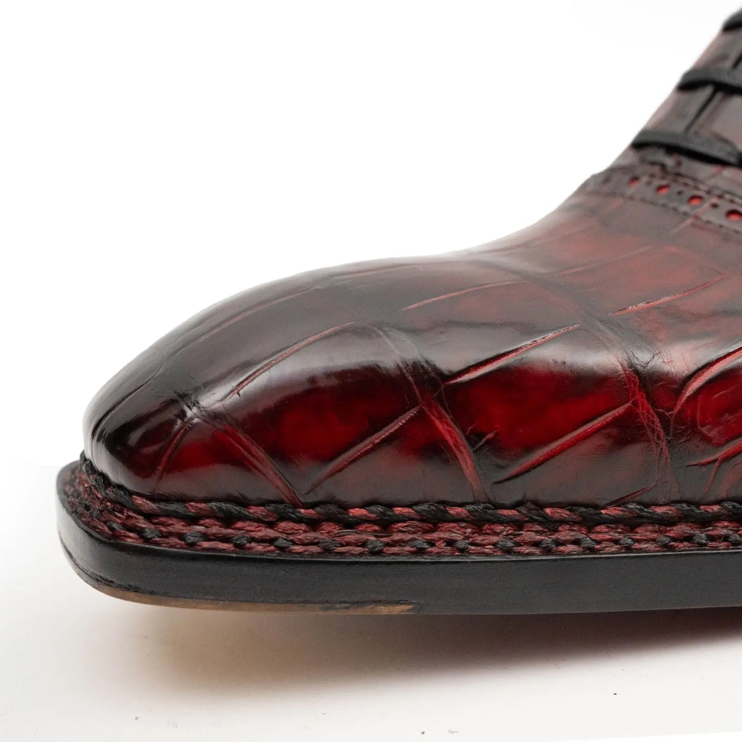 Wine Red Crocodile Oxford Shoes Goodyear Norwegian 8020