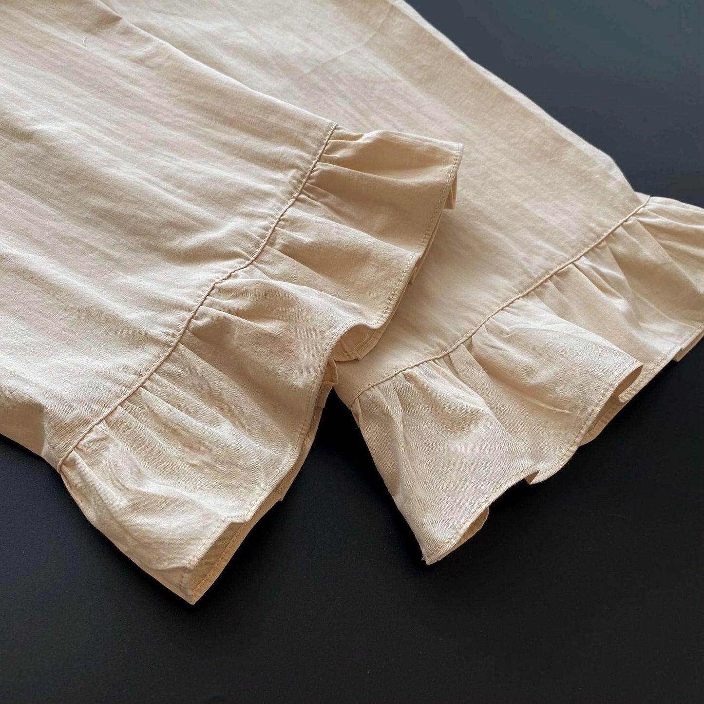 Lucie Lace Collar Cotton Pajama Set / Almond Cream