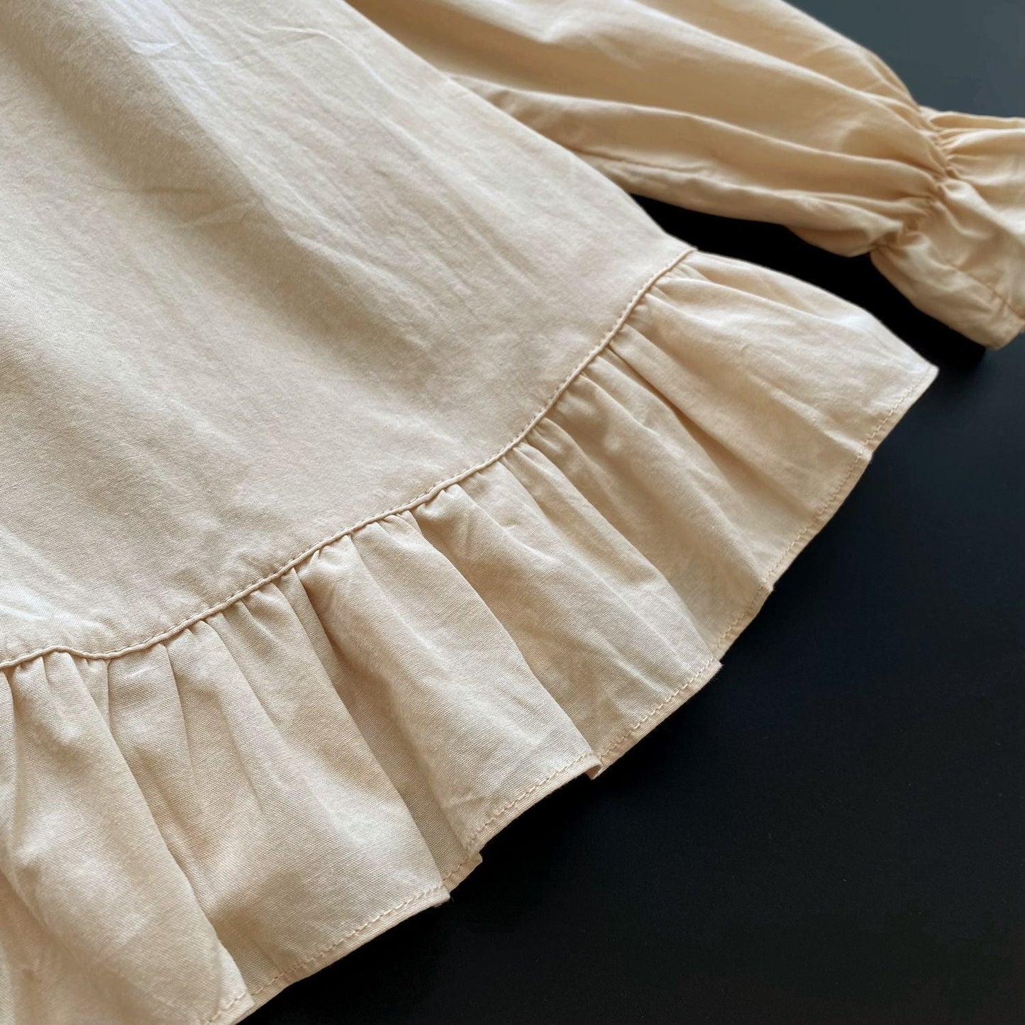 Lucie Lace Collar Cotton Pajama Set / Almond Cream