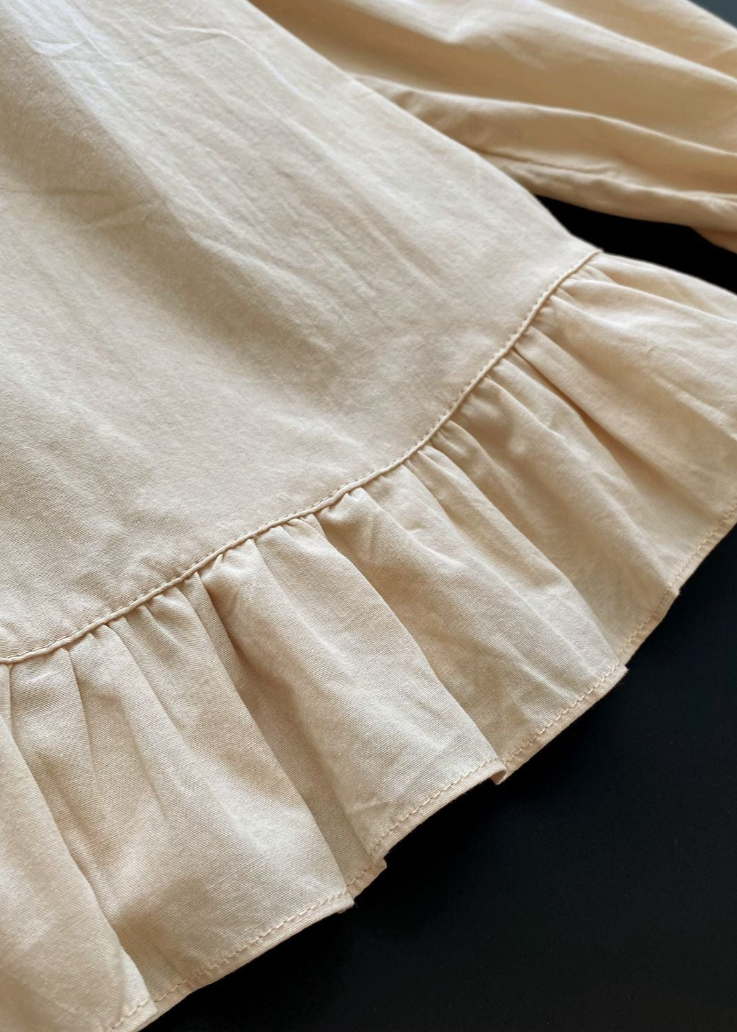 Lucie Lace Collar Cotton Pajama Set / Almond Cream