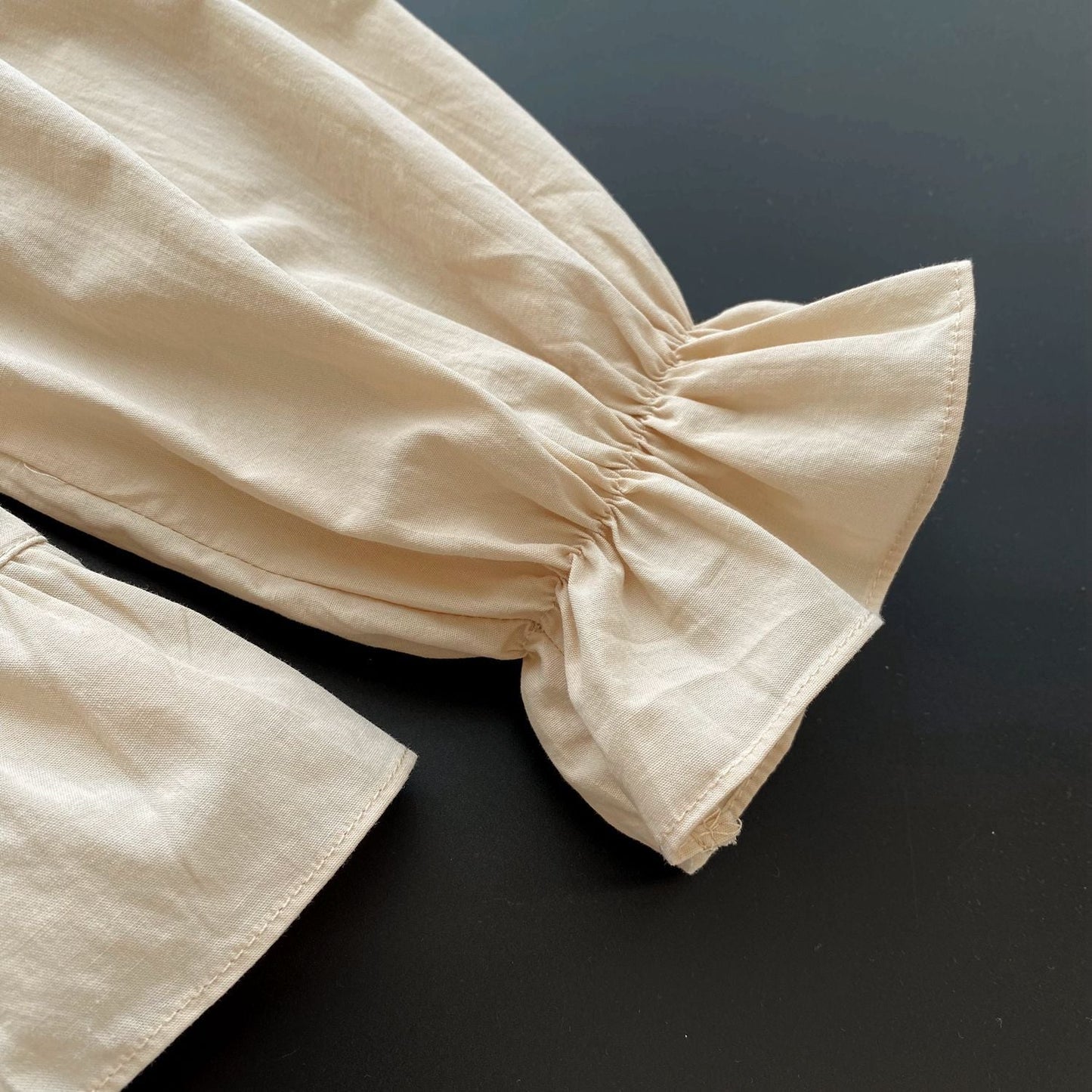 Lucie Lace Collar Cotton Pajama Set / Almond Cream