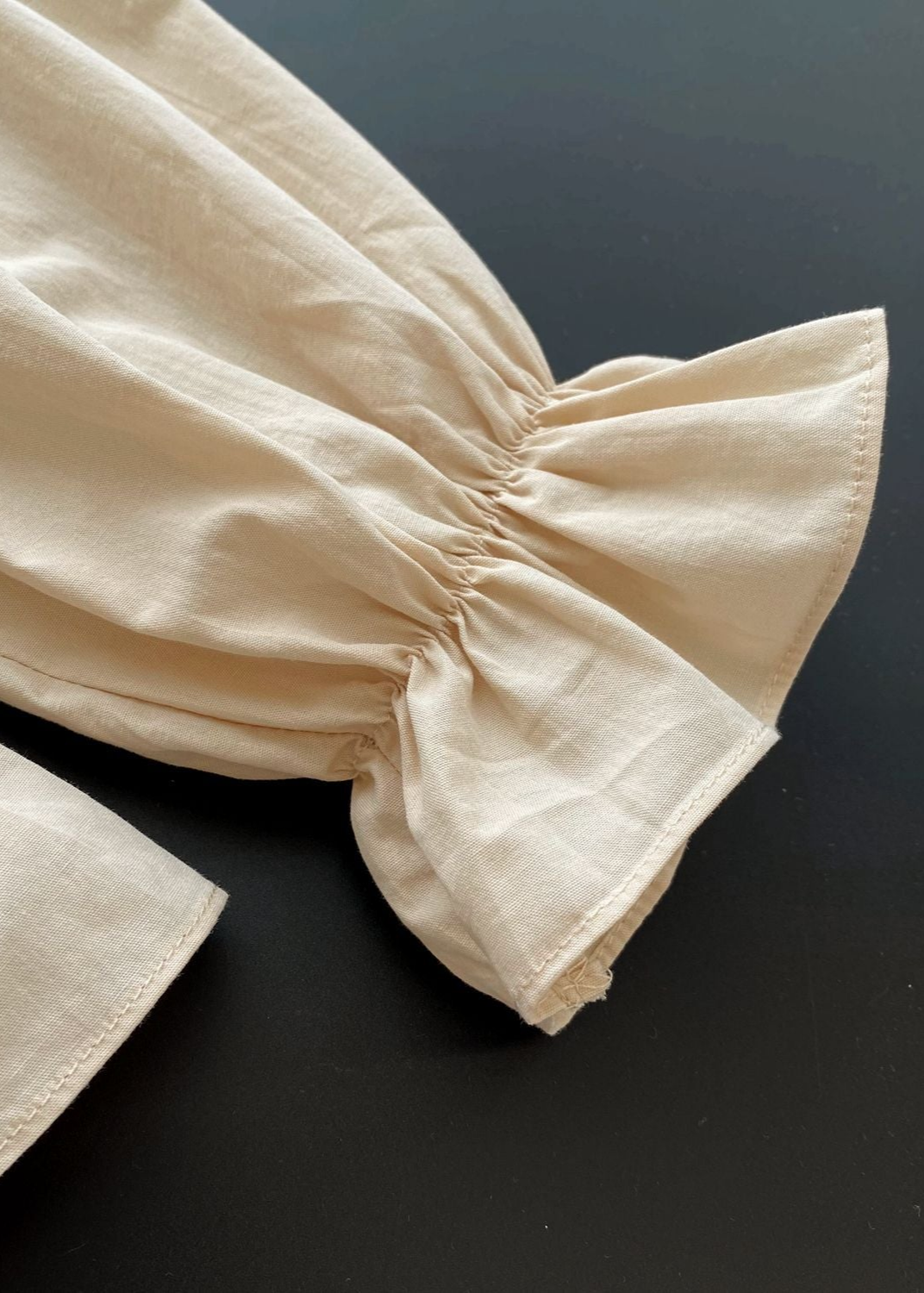 Lucie Lace Collar Cotton Pajama Set / Almond Cream