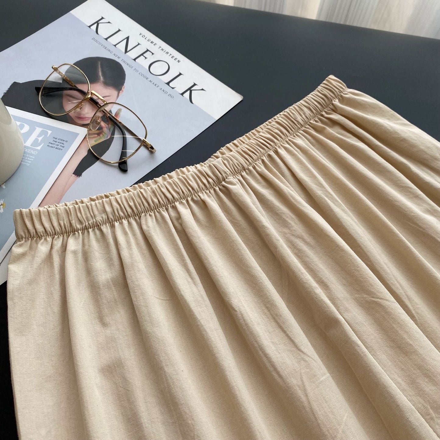 Lucie Lace Collar Cotton Pajama Set / Almond Cream