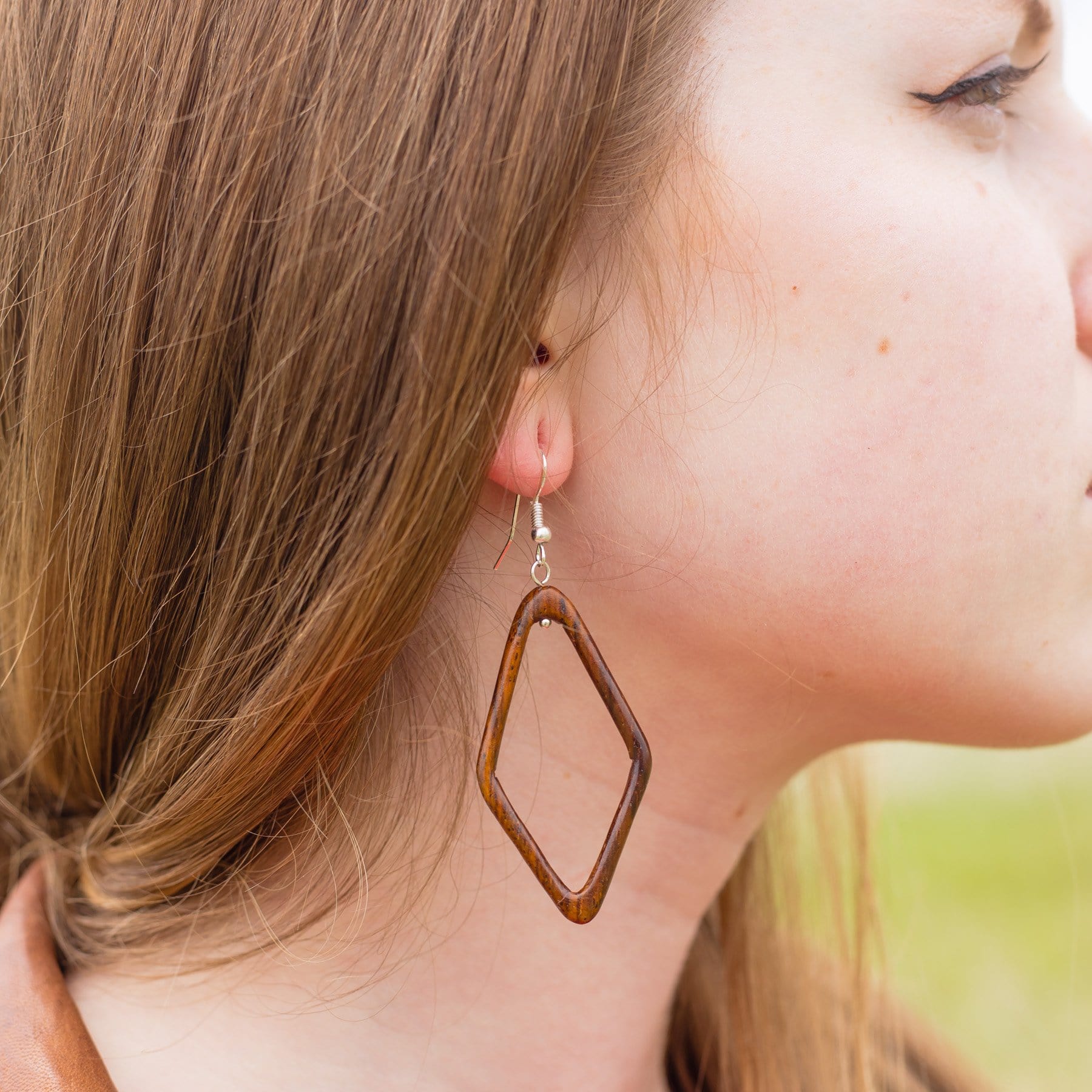 Wood Diamond Hoop Earrings - Concordia Style Boutique