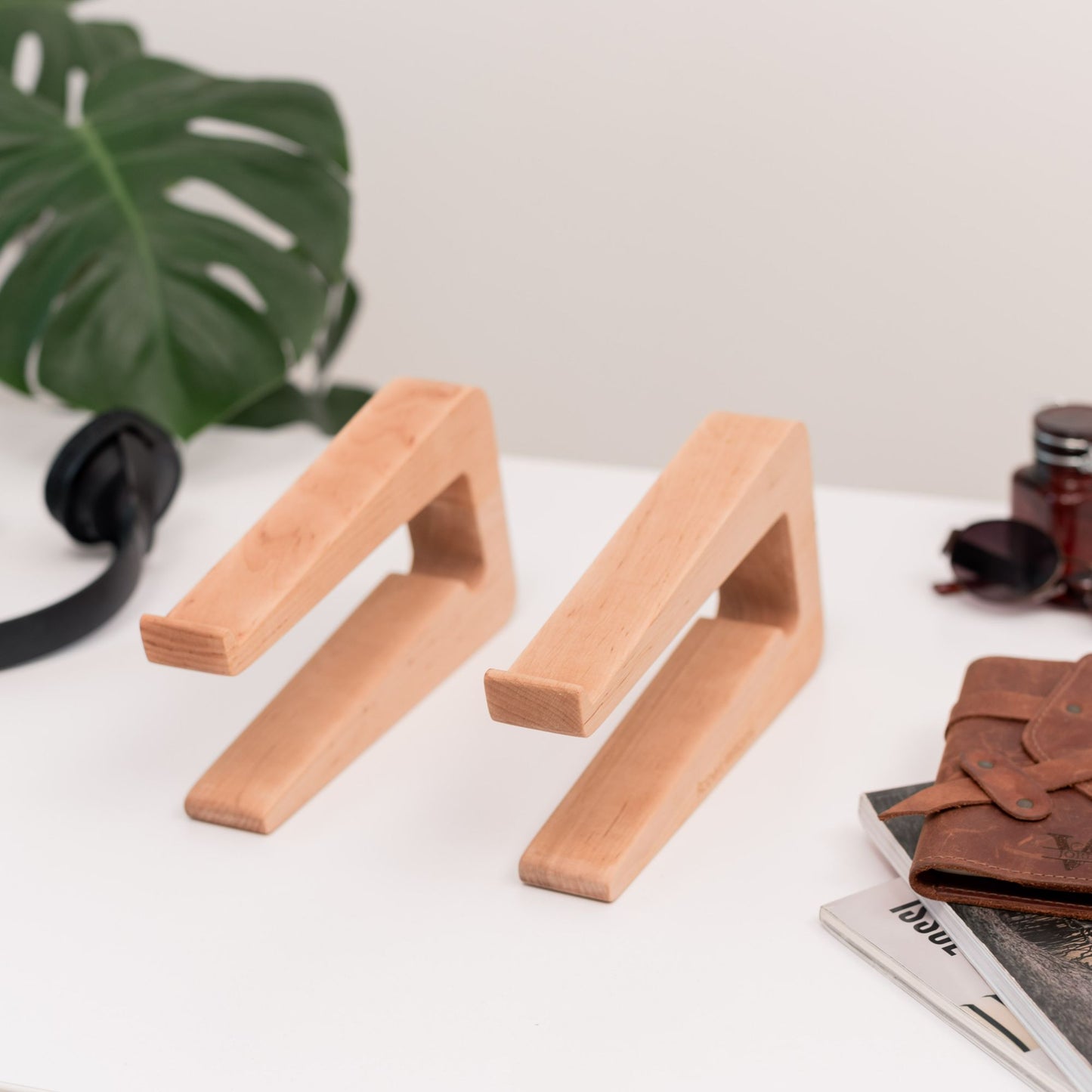 Dual Wooden Laptop Dock – Solid Wood