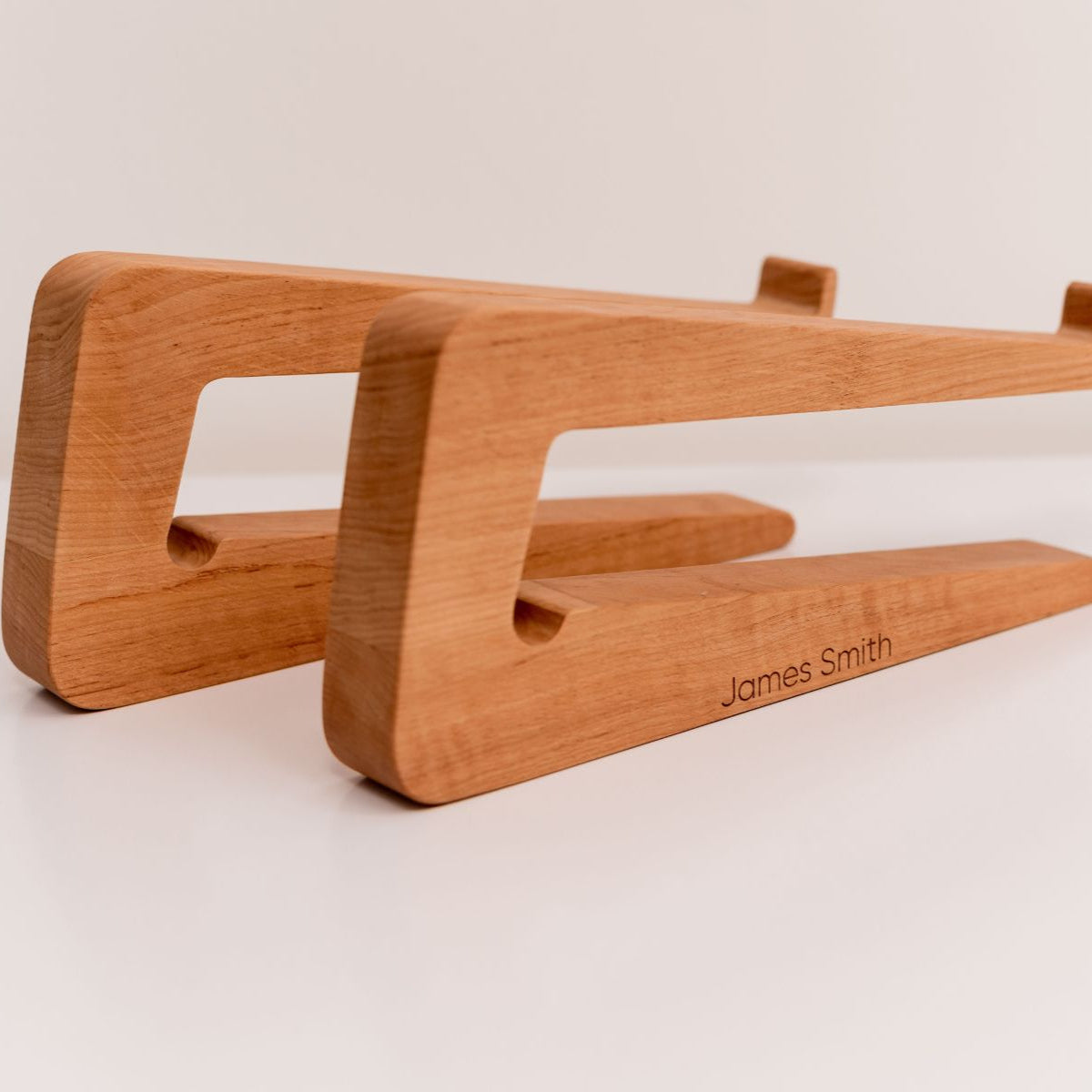 Dual Wooden Laptop Dock – Solid Wood