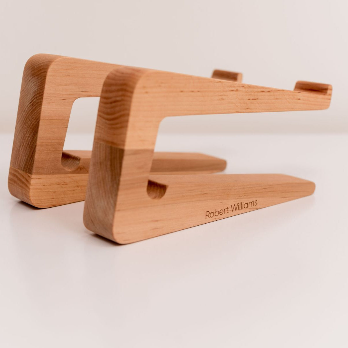 Dual Wooden Laptop Dock – Solid Wood