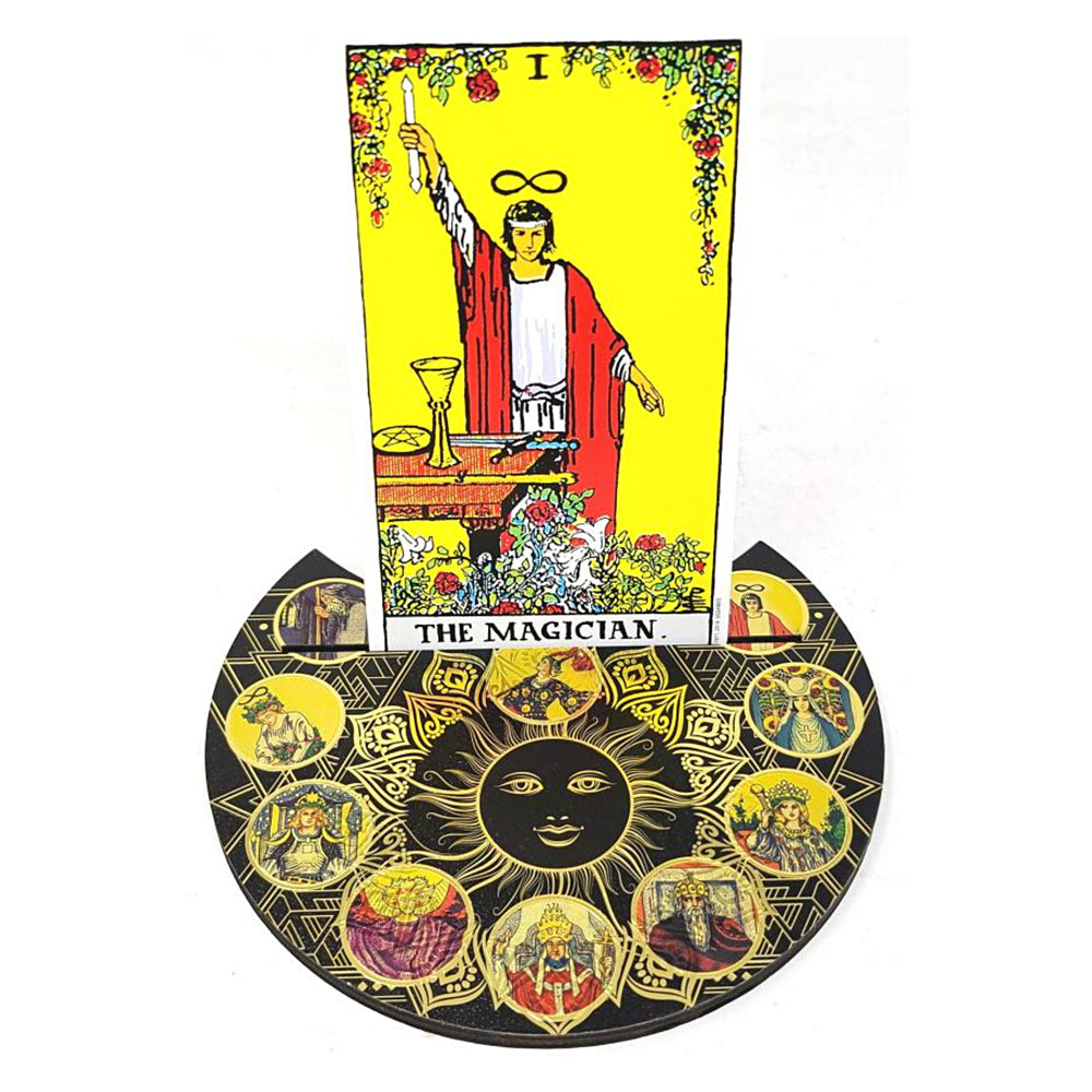 Wooden Crescent Tarot Card Holder 5"