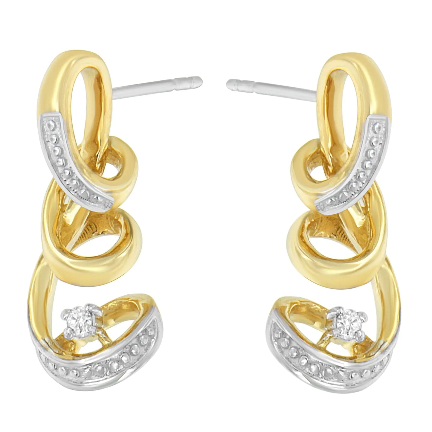 Espira 10K Two Tone Gold Round cut Diamond Earring (0.05 cttw, J-K Color, I2-I3 Clarity) - Concordia Style Boutique