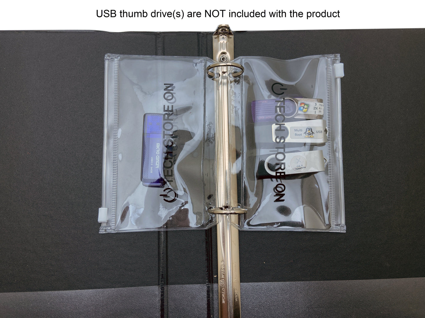 USB Drive Binder Pouches (10-Pack) – Waterproof Vinyl Zip-Lock Holders for 3-Ring Binders