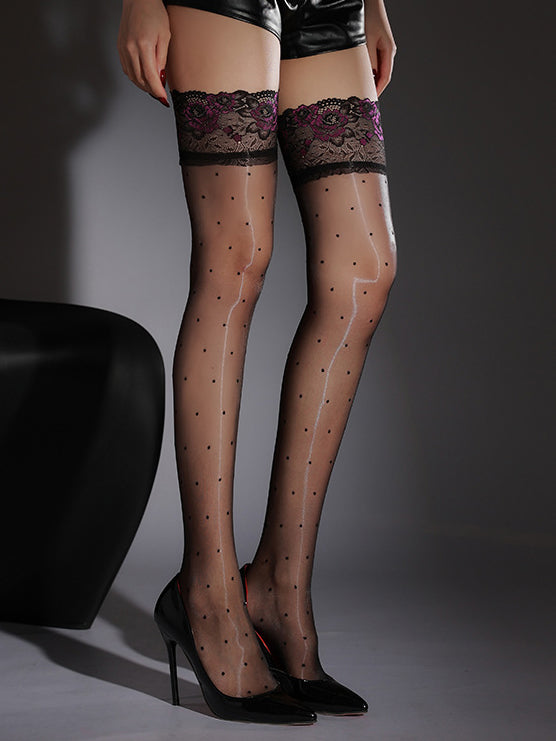 Lace Aurora Ultra-Sheer Polka Dot Stockings - Concordia Style Boutique