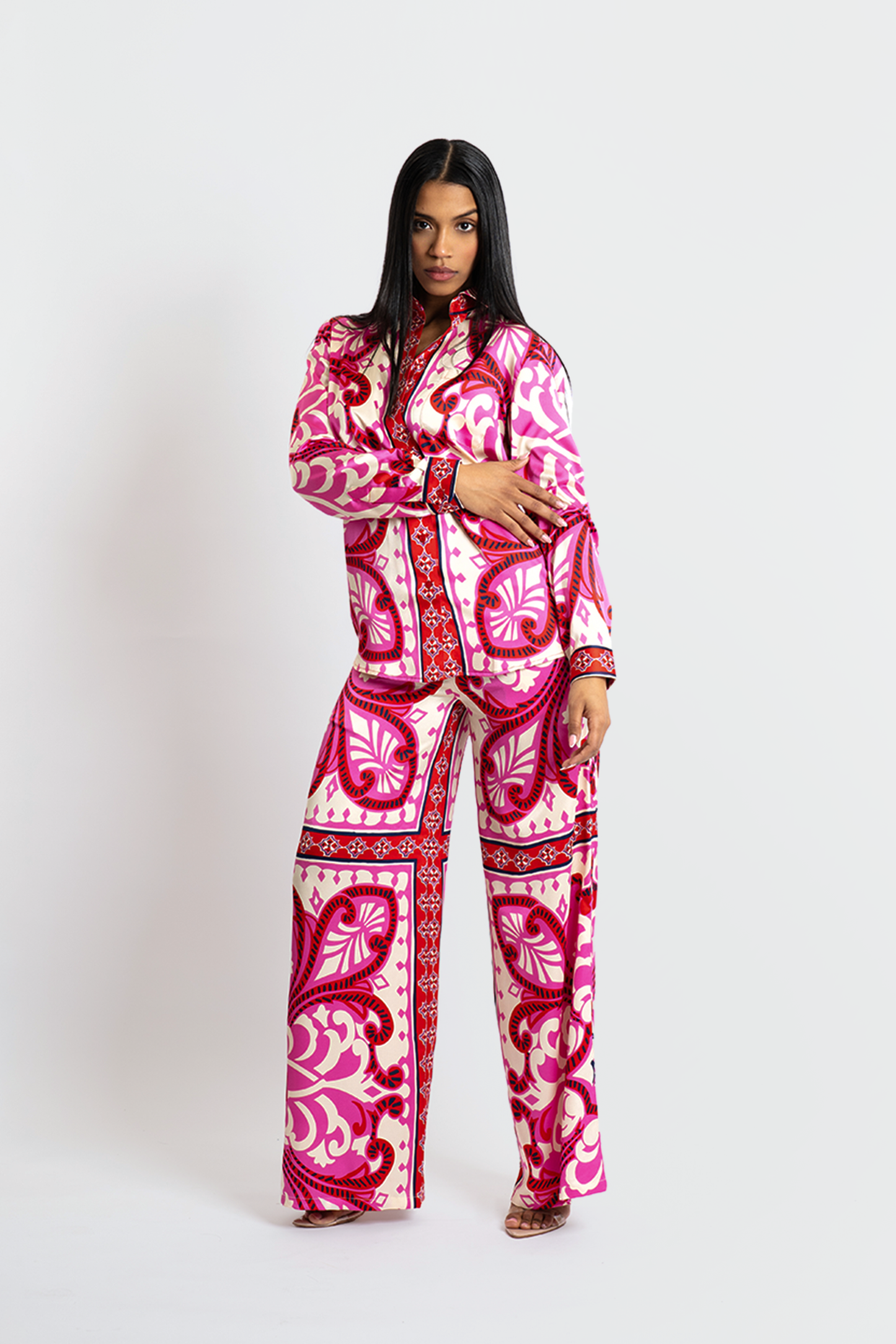 Yaya Baroque Print Pants Set