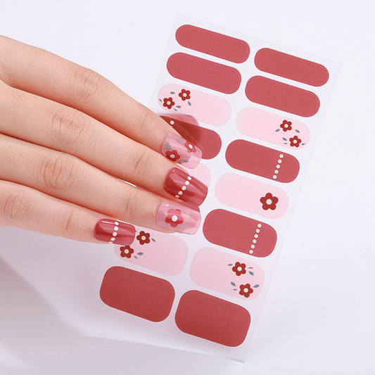 Red Daisy Gel Nails