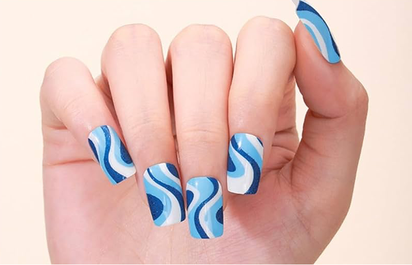 Blue Jazz Gel Nails