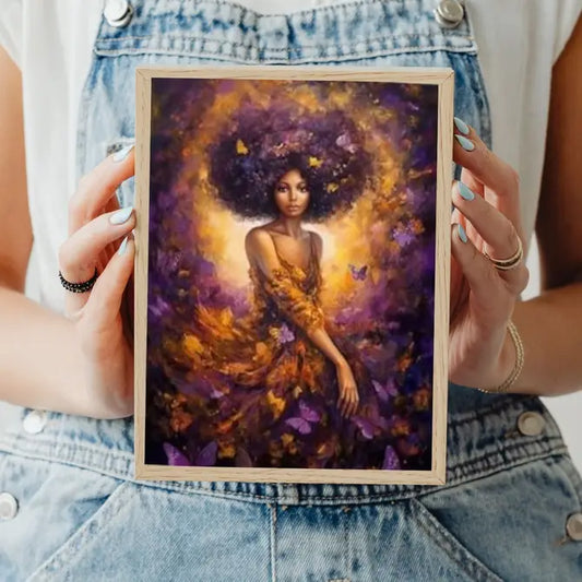 Purple African Queens - Set of 5 Decoupage Wood Wall Panels