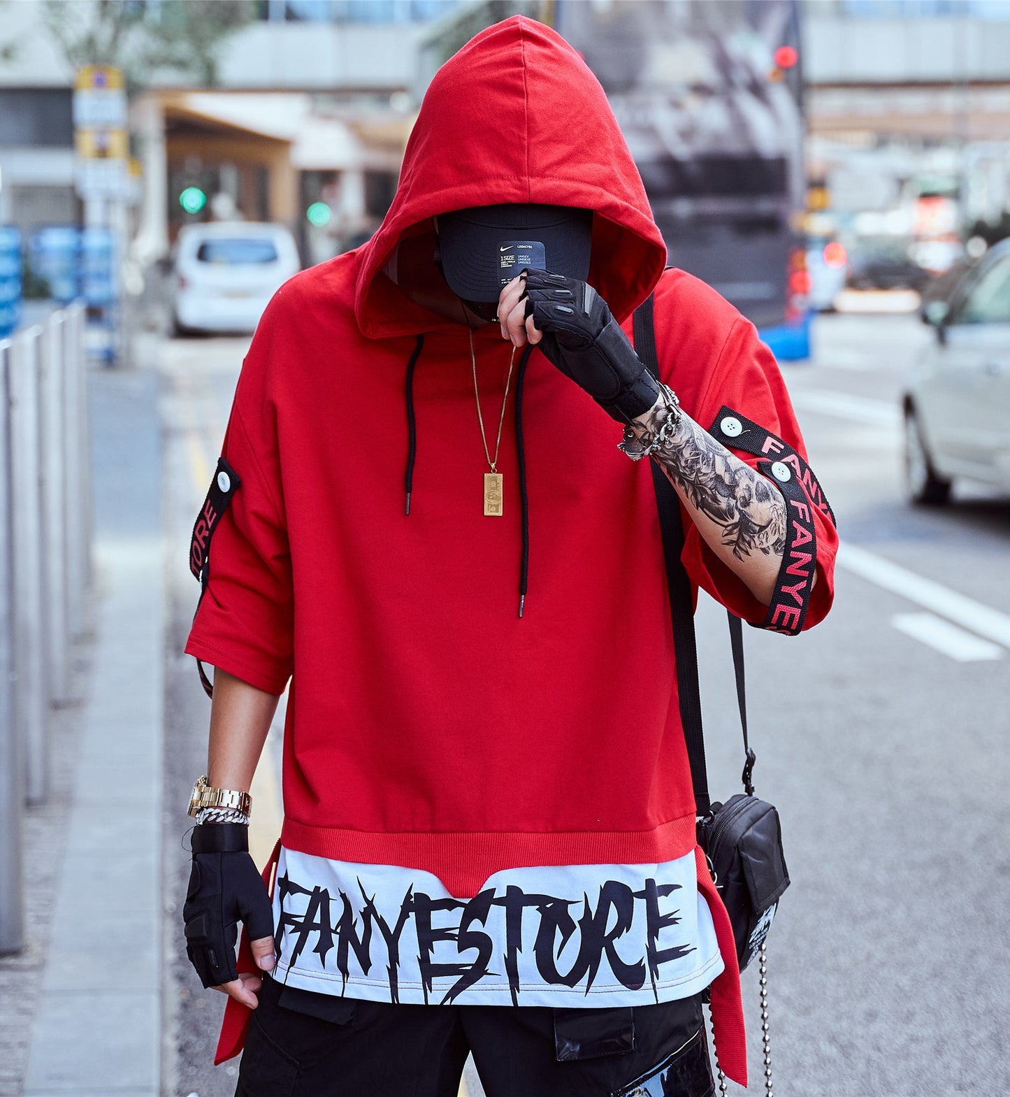 Red Solo Movement Short Sleeves Hoodie - Concordia Style Boutique