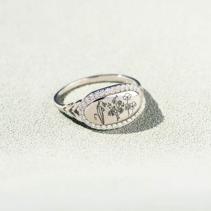 Flower Epoxy Gum Oil Inlaid Zircon Ring - Concordia Style Boutique