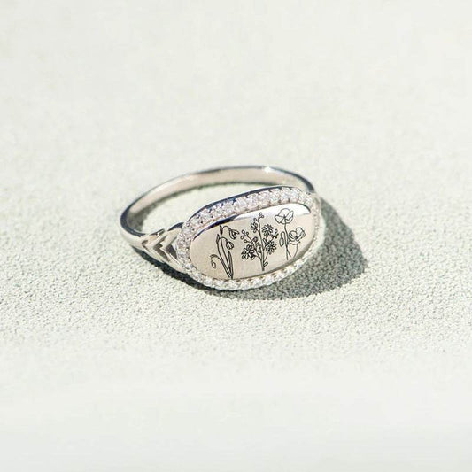 Flower Epoxy Gum Oil Inlaid Zircon Ring - Concordia Style Boutique