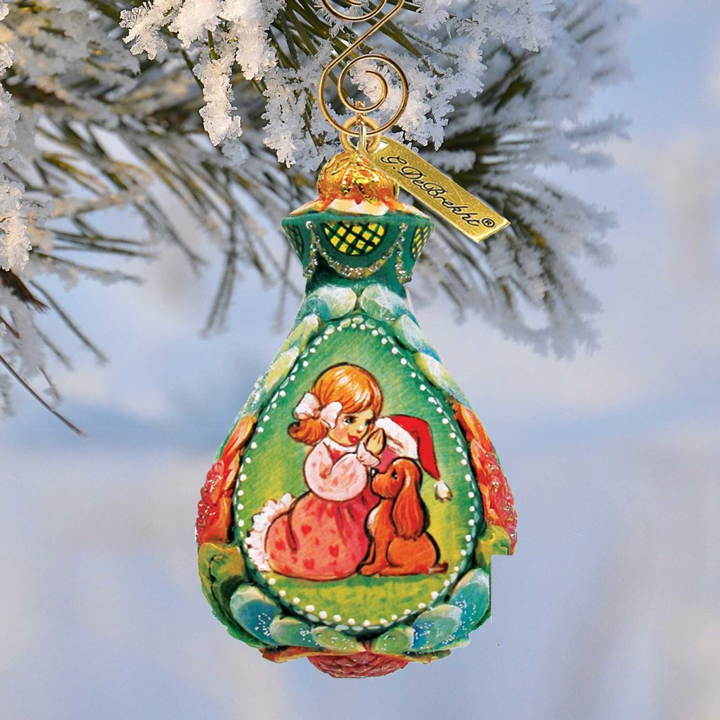 Secret Santa Sculpted Hand-Painted Christmas Ornament by G. DeBrekht - Wildlife Holiday Decor - 622421
