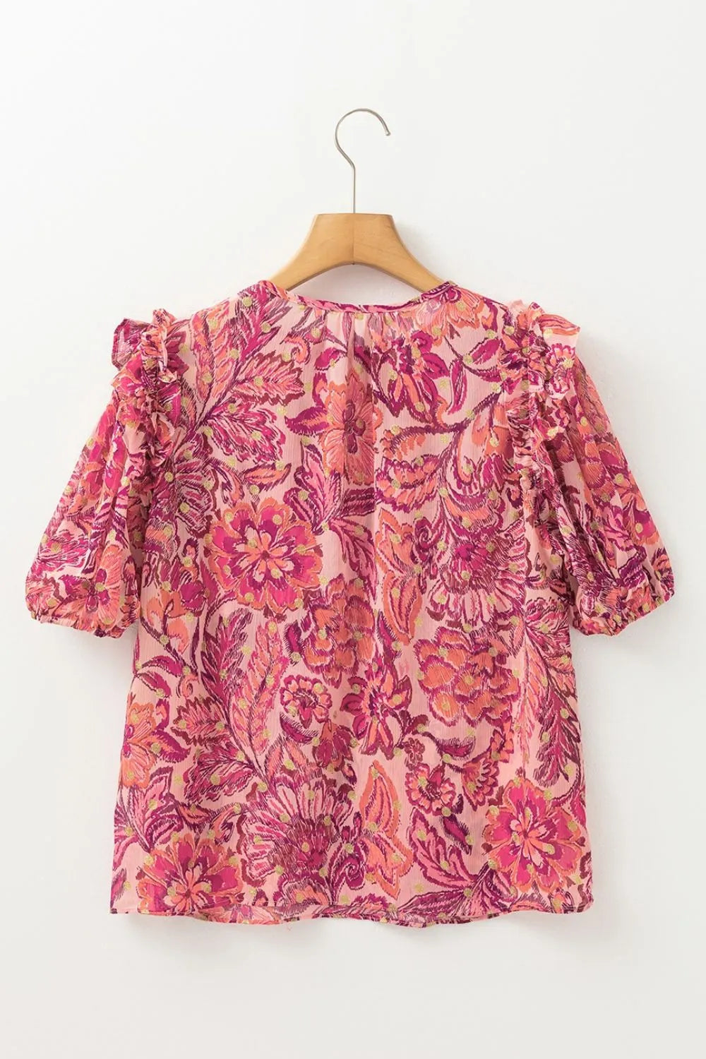 Floral Print Ruffled Puff Short Sleeve Blouse - Concordia Style Boutique