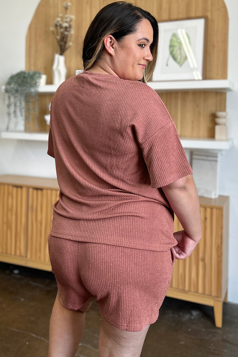 Double Take Full Size Round Neck Short Sleeve T-Shirt and Shorts Set - Concordia Style Boutique