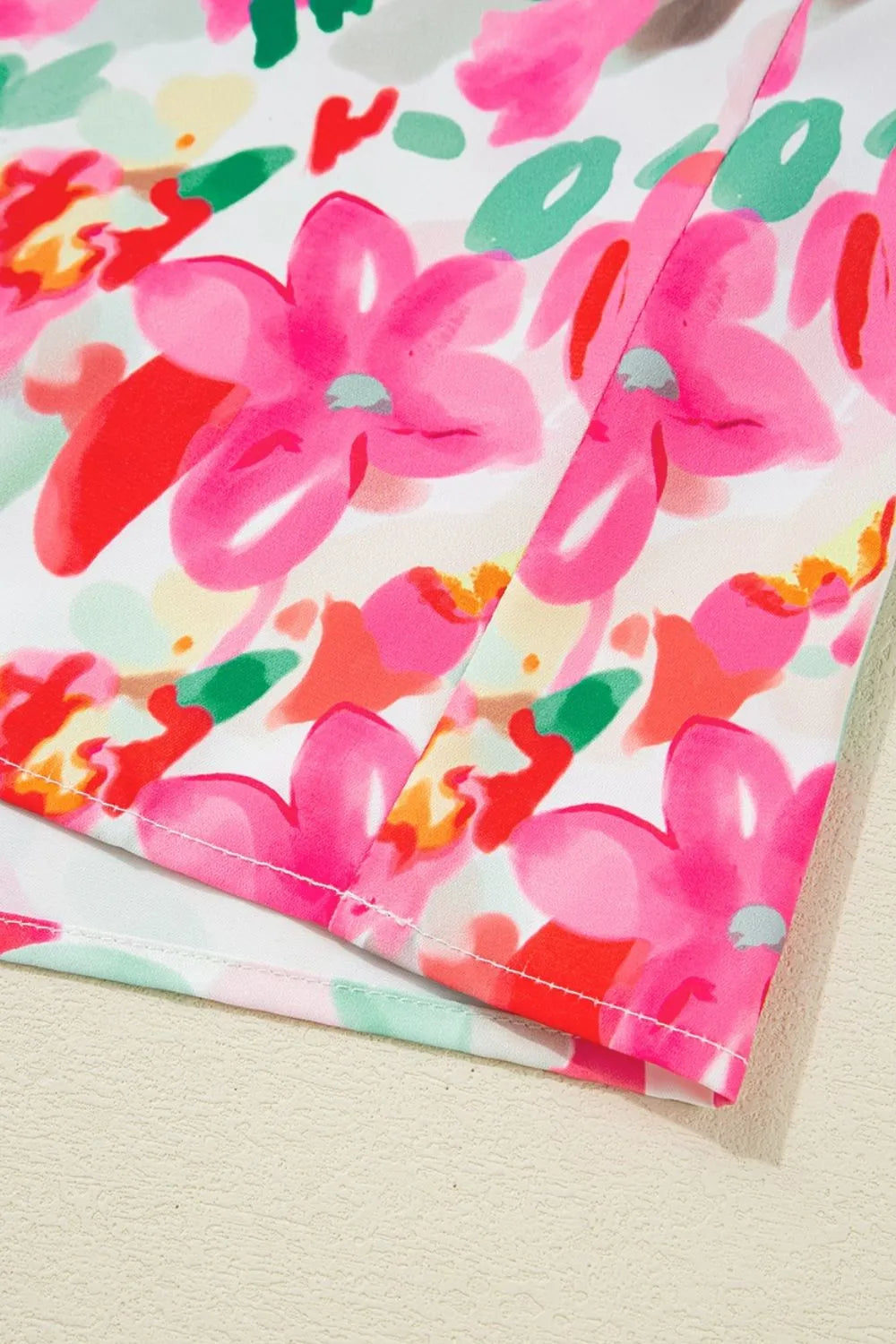 Floral Print Ruffle Sleeve Round Neck Blouse - Concordia Style Boutique