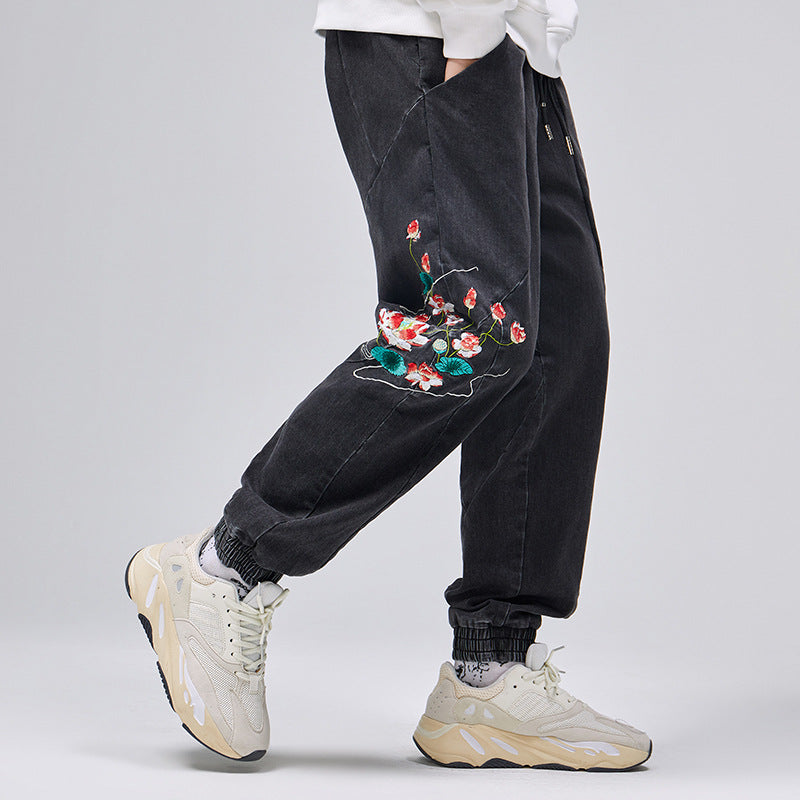 KH7121 Flowers Embroidery Joggers - Concordia Style Boutique